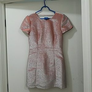 Metallic Short Sleeve Mini Sheath Dress